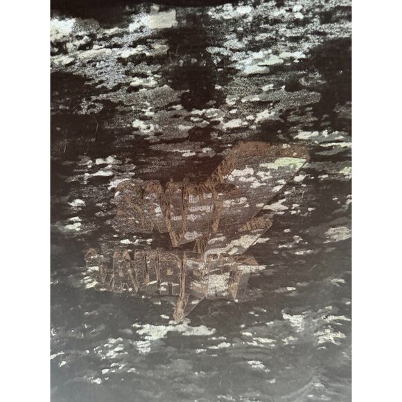 SAINT LAURENT Black Lightning Bolt Logo Burnout Short Sleeve T-Shirt, Size L - Picture 7 of 12